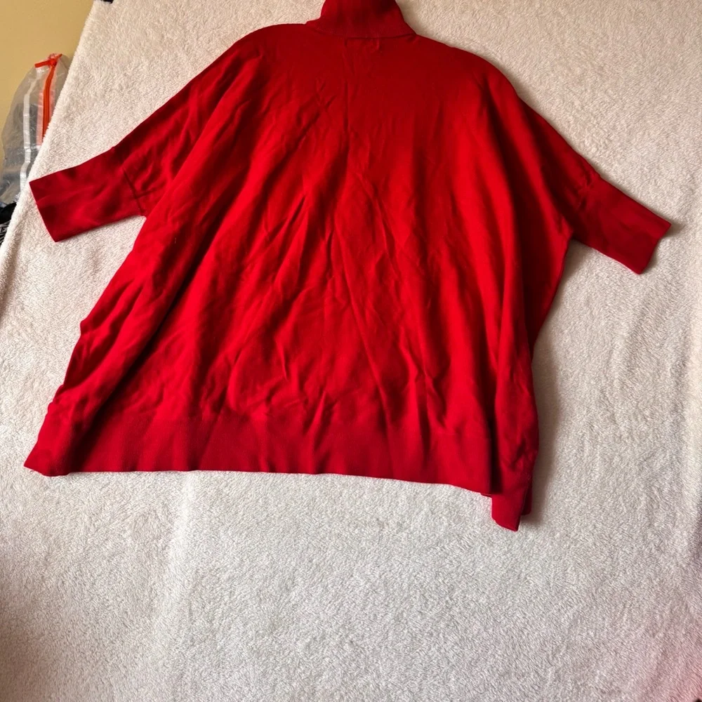Michael Kors Oversized Poncho Turtleneck Knit Sweater Pocket Knit Stretch Cozy M - Picture 4 of 13